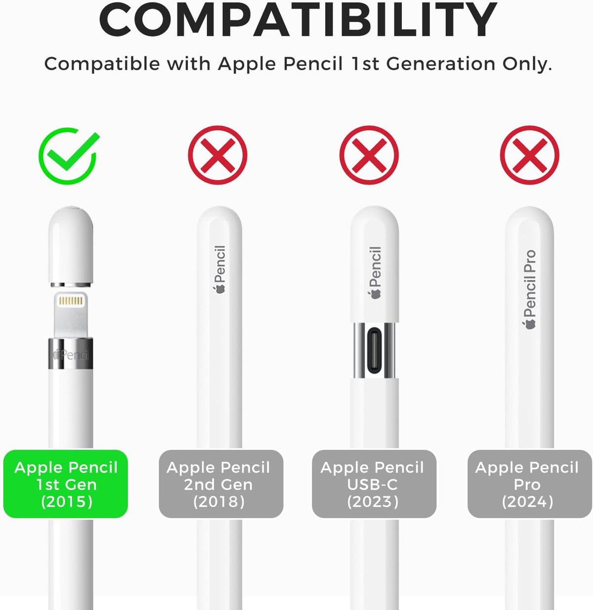 TRONWIN 1st 1st Apple Pencil Generation Case, Silicone Pencil Sleeve Cover Perfect Grip Skin Classic Design with Sturdy