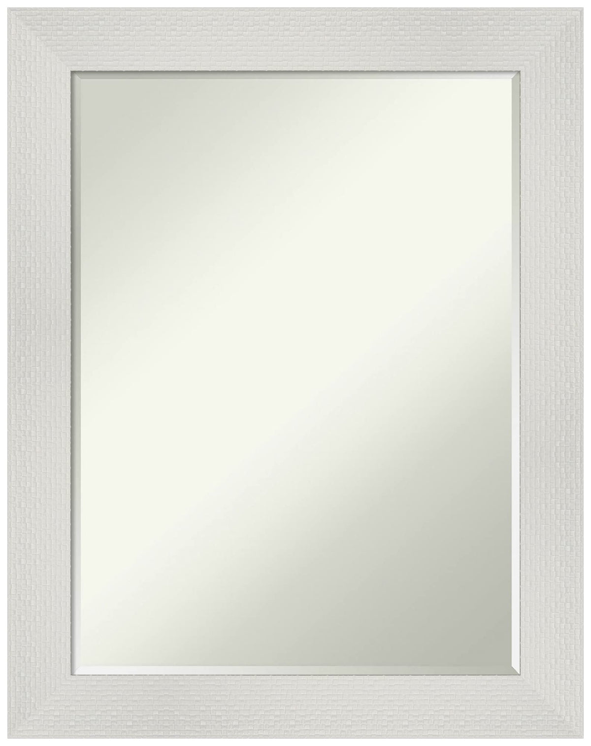 Amanti Art White Bathroom Mirror for Over Sink, 28x22 Mosaic White Rectangle Vanity Mirror, Medium Casual Frame, Hangs Horizonally and Vertically, Bathroom Wall Decor, Petite Bevel Edge
