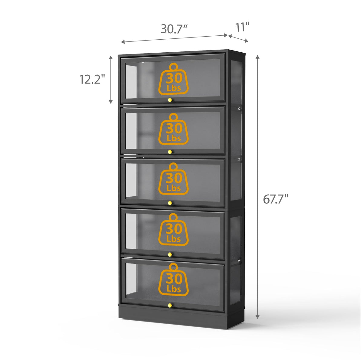 BONITURE Display Cabinet with Acrylic Glass Doors,5-Tiers Curio Cabinet with LED Lighting for Collectibles, Collectibles Toy Organizers Rack & Display Shelf Display Case Storage Cabinet, Black