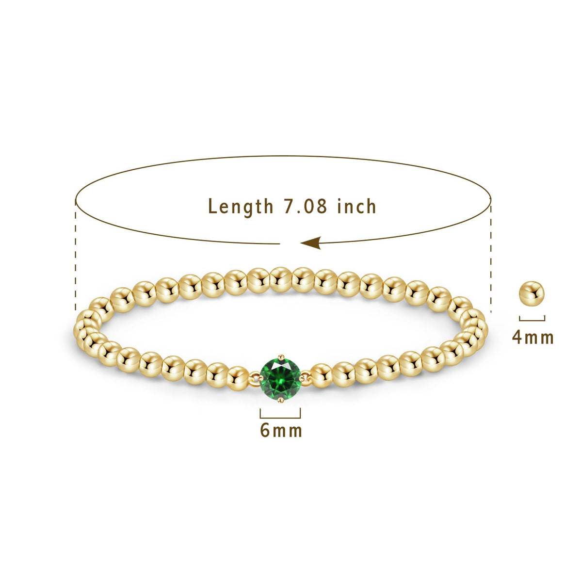 Free bird Gold Birthstone Bracelets for Women May Birthstone Jewelry Birthday Gifts for Women Dainty Gold Beaded Bracelet Gifts for Mom Wife Emerald Green Bracelet Graduation Gifts