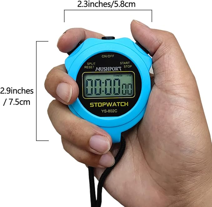Stopwatch Timer Only Stopwatch Mode, ON/Off Silent Simple Operation, Without Clock Date Countdown, Digital Stop Watch for Sports Kids Coaches Swimming Running, Blue