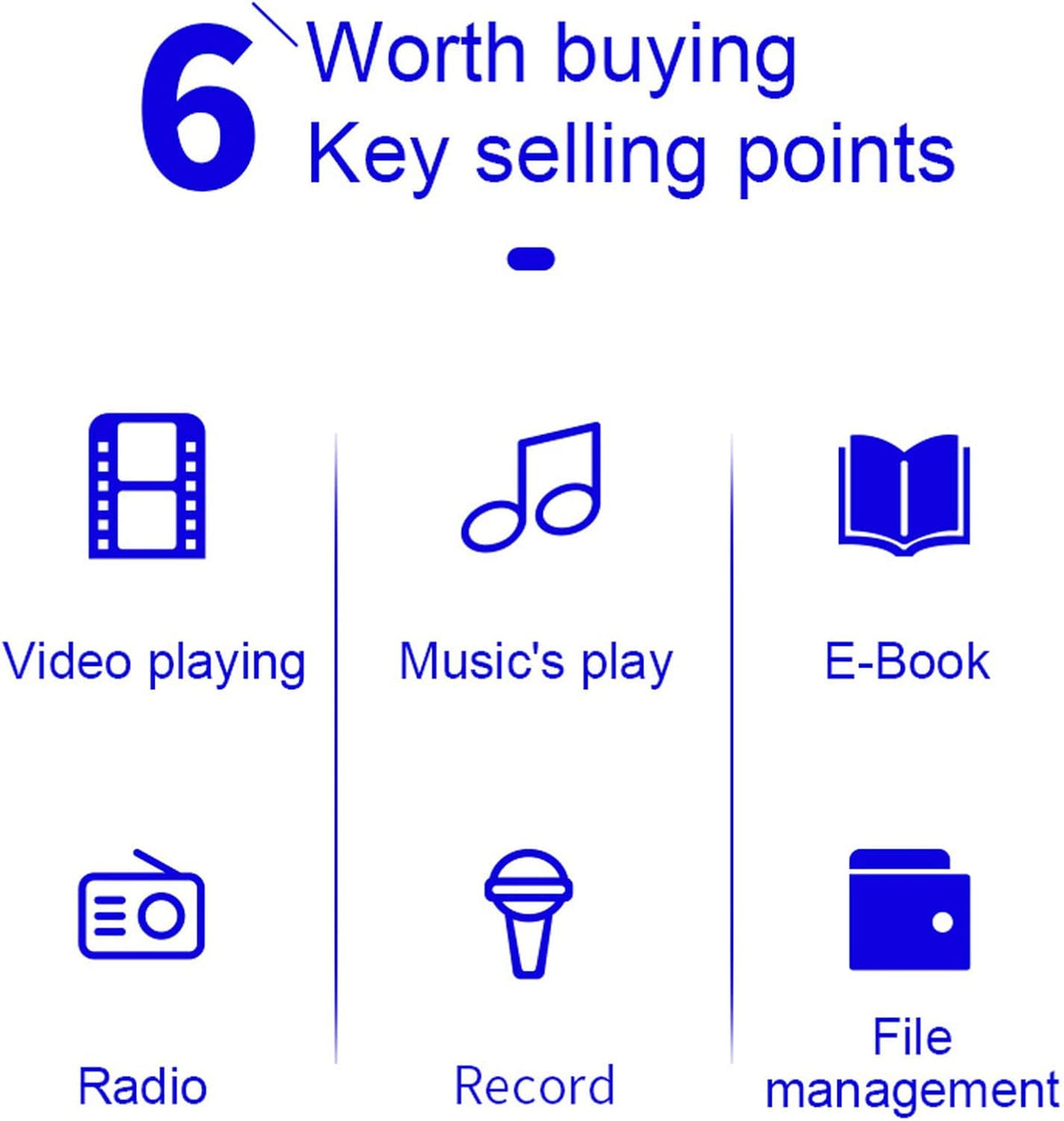 ASHATA MP3 1.77 Inch Player, TFT Color Screen HiFi Music Player Build in Speakers, Ebook Reader, Picture Viewer, Video