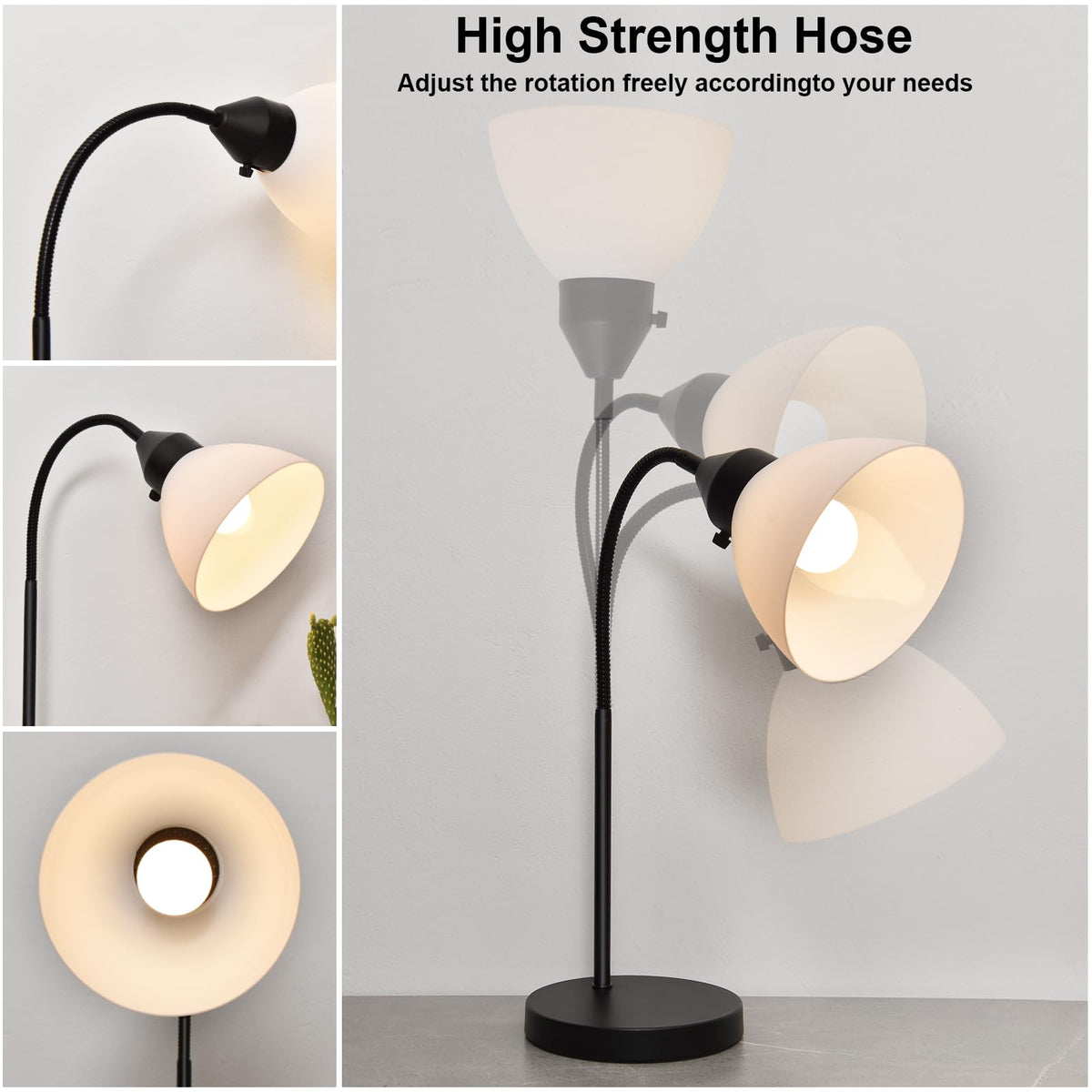 RISLG LED Desk Lamp for Home Office, 3 Levels Dimmable Reading Light, Flexible Table Lamp for Bedside Office, Rotary Switch Control, Desk Lamp for College Dorm Study Lamp, Bulb Included, Black