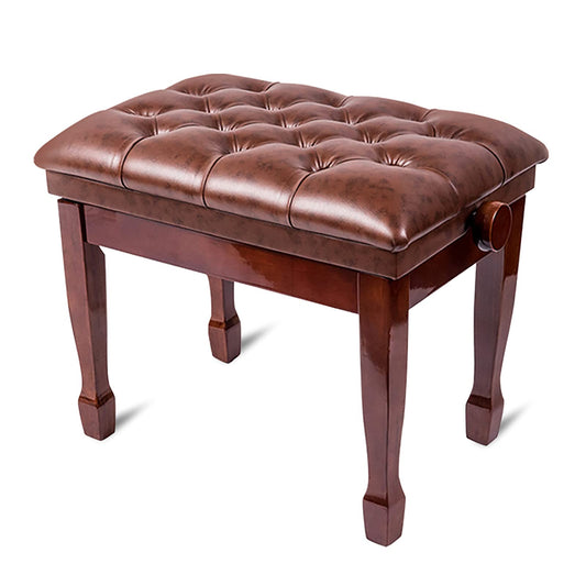 Leather Piano Bench Adjustable Height Deluxe Piano Stool Piano Bench with Thick Cushion Leather Padded for Home & Professional Use/Brown(Teakwood Brown)