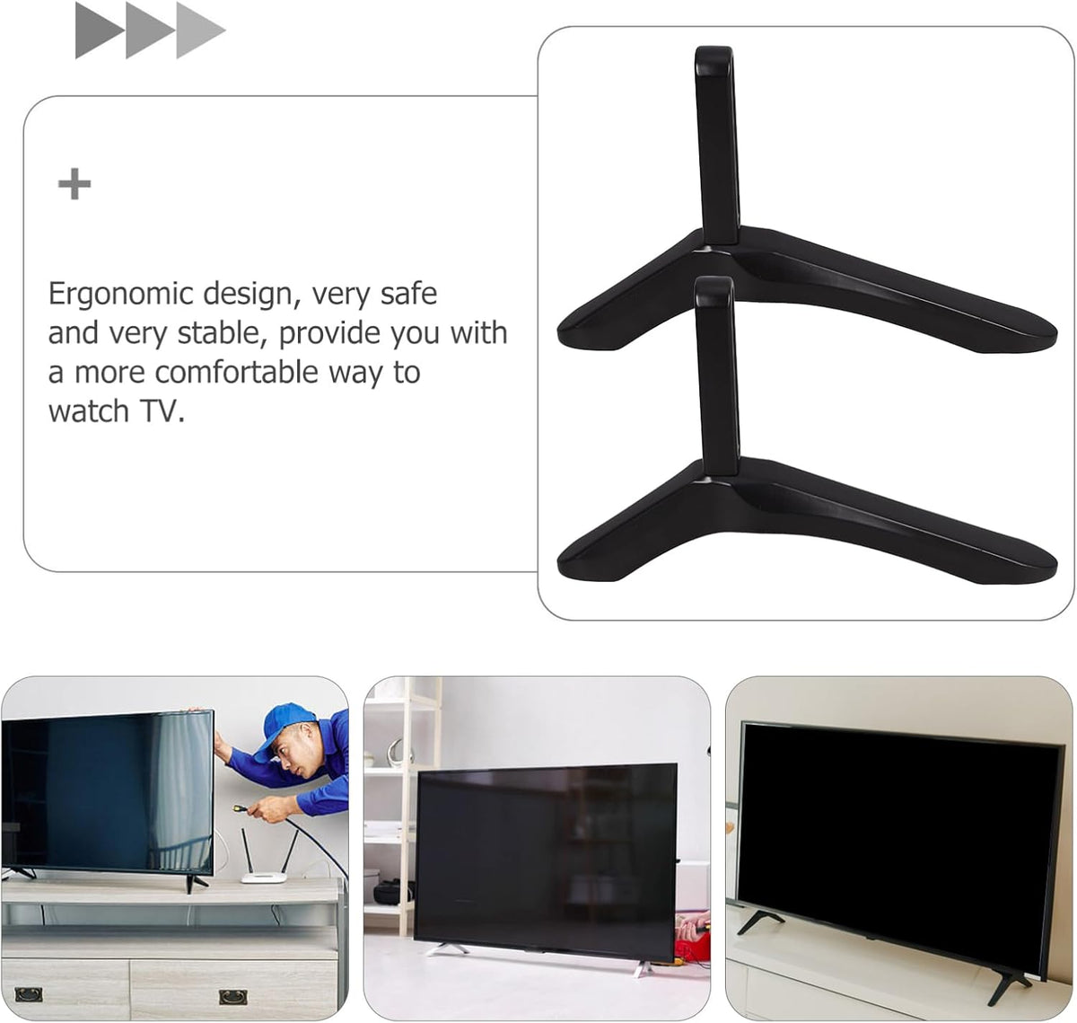 Cabilock Universal TV Stand Screws Adjustable Tabletop TV Base Bracket Height Adjustable Sturdy Metal Construction