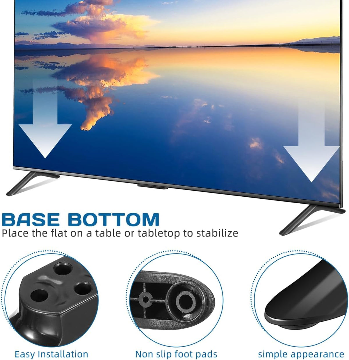Yardenfun 40inch Universal TV Stand Legs Modern Stand for TVs Riser Base Monitor Mount Sleek Black with Screws