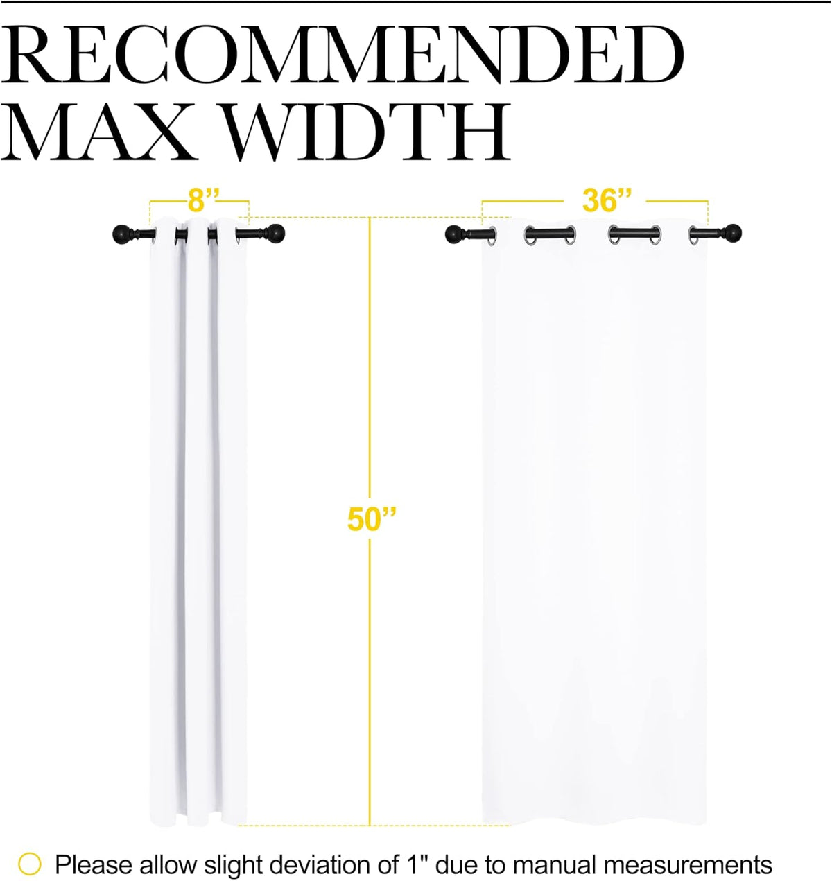 NICETOWN White Window Curtain Panels - 50% Light Blocking for Bedroom & Dining Room | Set of 2 (42" x 50")