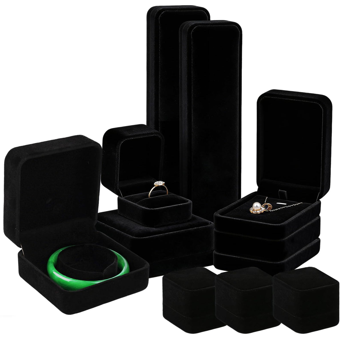 LUOLIPEYA 10 Pack Velvet Jewelry Gift Boxes for Bracelet Necklace Pendant Ring Earring Display Case Jewelry Box Storage Organizer Holder for Wedding