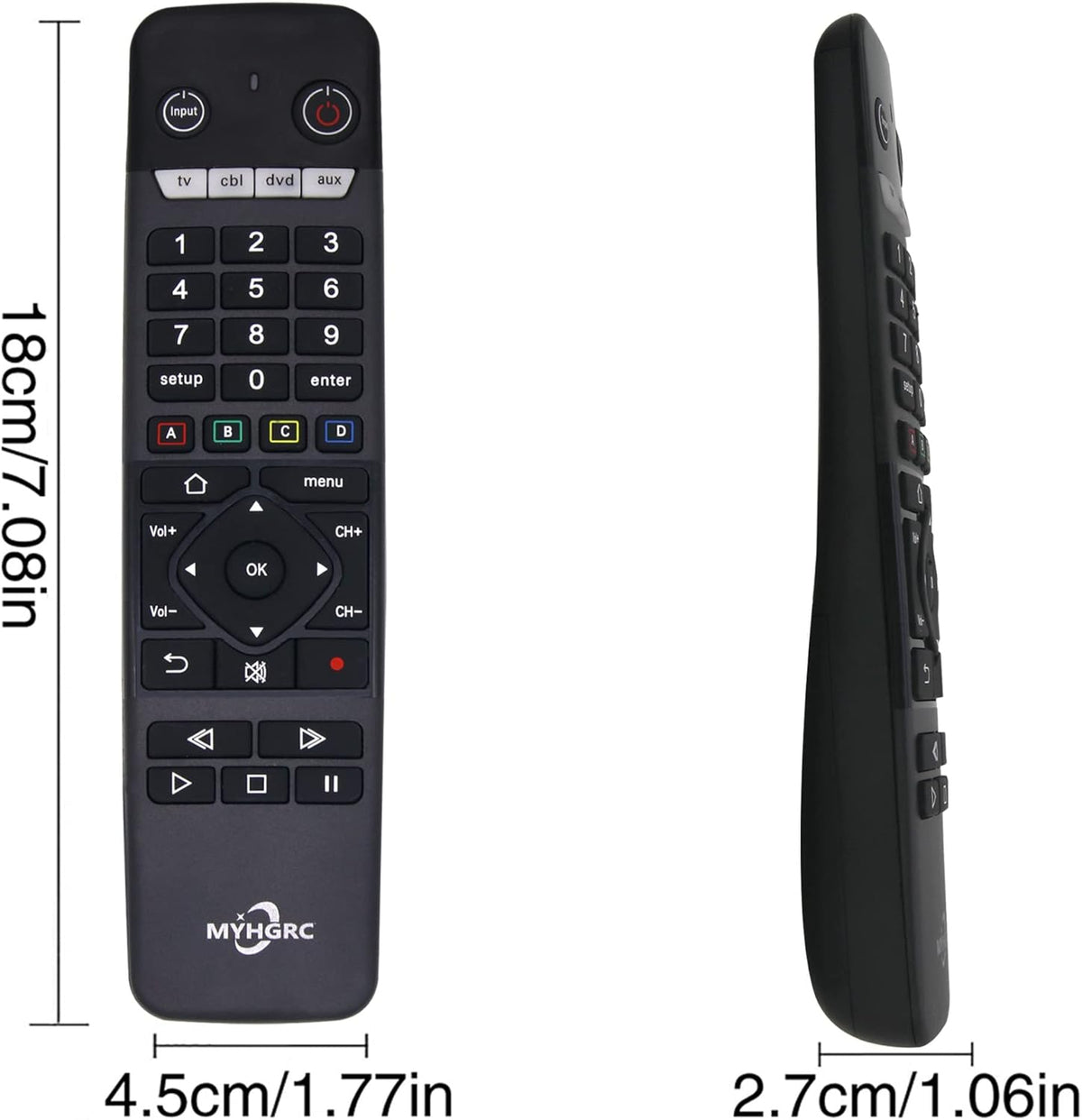 MYHGRC Universal Remote for All TVs/DVD/Blu-ray Player/VCR/Combo/CBL/Audio Streaming Media Player and More