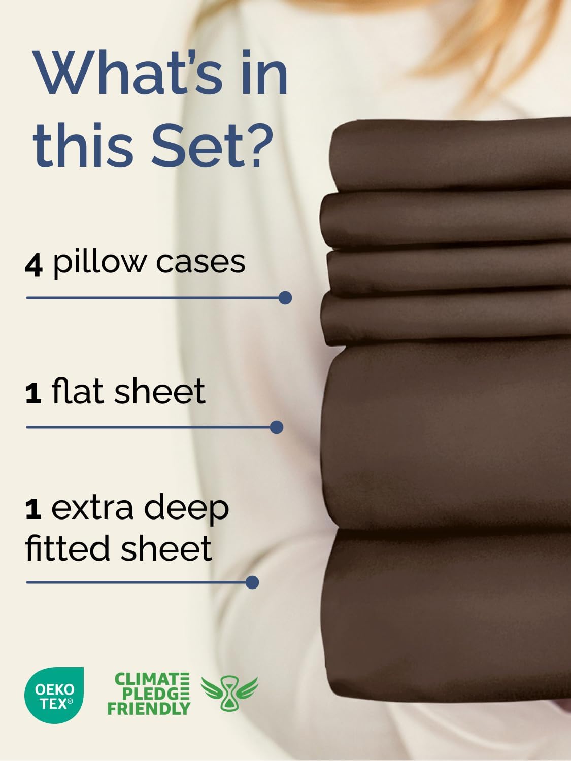 Skiennix Extra Deep Full Sheet Set | 6-Piece Breathable Cooling Bedding - Soft, Wrinkle-Free, Brown