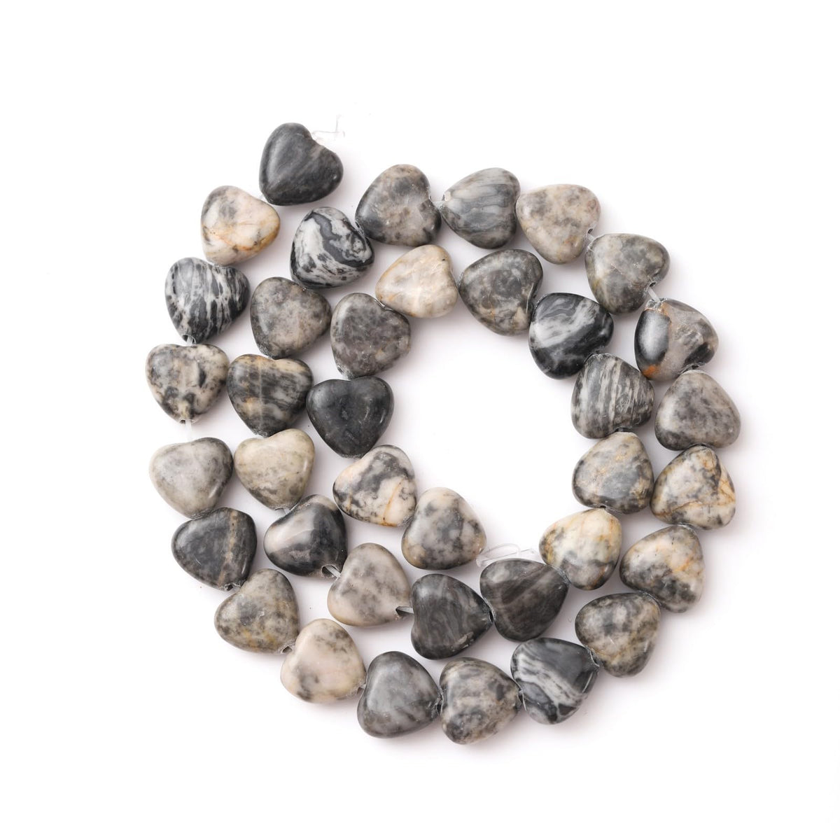 Natural Heart Shaped Map Stone Beads 10mm Loose Crystal Healing Beads for DIY Necklace Bracelet Making Gemstone Craft Supplies