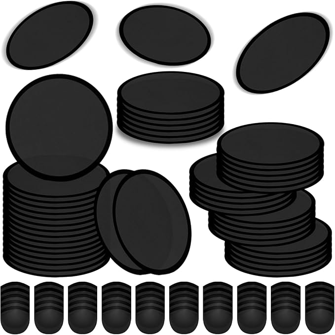 50PCS Foldable Flying Disc Fans with Bags, 9.8'' DIY Handheld Black Egde Fabric Folding Fan for Outdoor Game Activities Birthday Party Favors End of Year Student Gifts, Black