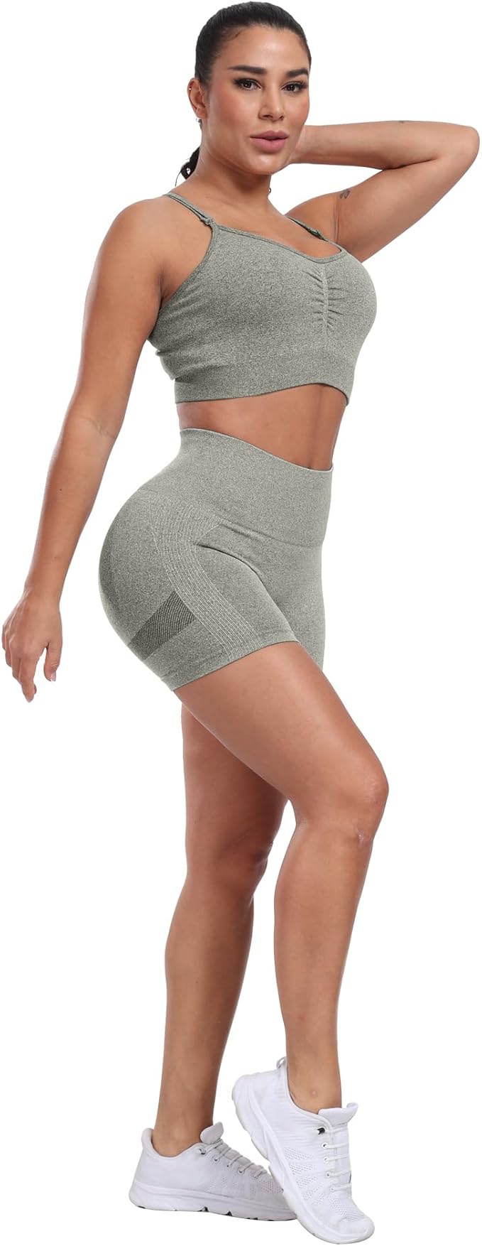CHRLEISURE Women's 4 Packs Workout Gym Shorts, High Waisted Butt Lifting Scrunch Butt Seamless Booty Shorts