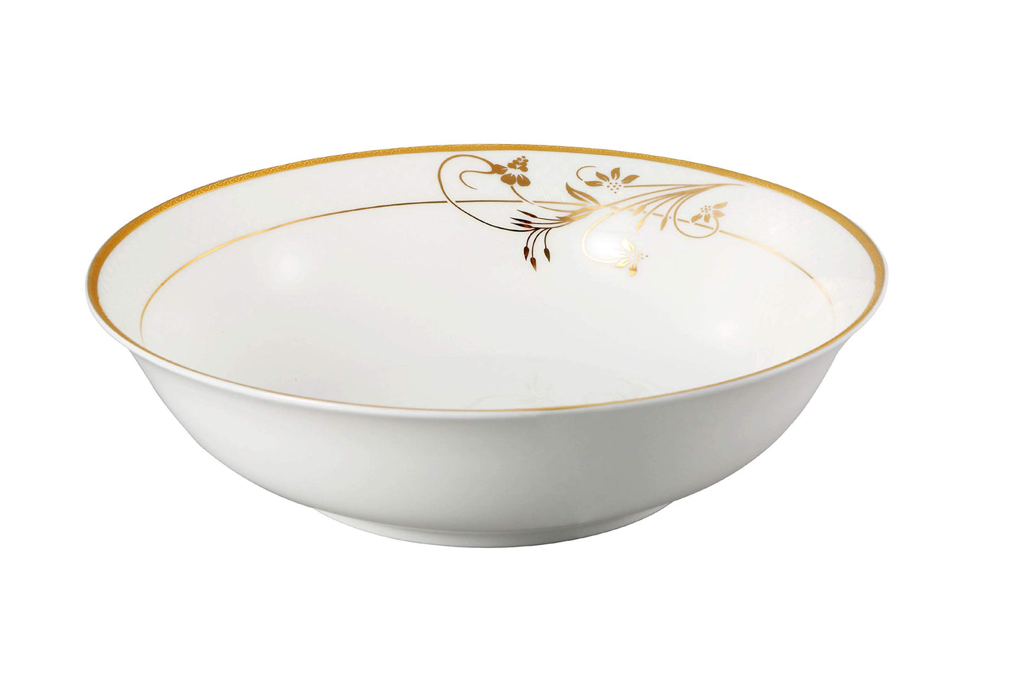 Lorren Home Trends La Luna Bone China 57-Piece 24K Gold Floral Design Dinnerware Set, Service for 8