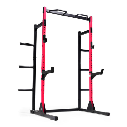 Cap Power Rack with Pull Up Bar & Attachments - Squat Rack & Strength Training Power Cage for Home Gym - RED