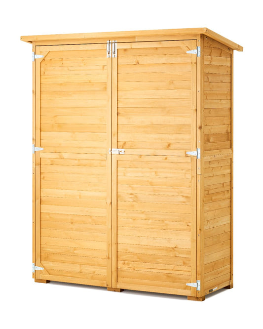 VEVOR Outdoor Storage Shed, Large Wooden Outside Storage Cabinet with Waterproof Roof and Metal Frame, Double Lockable Doors Garden Tool Shed Storage House Cabinet with Shelves, 55.1"x23.6"x67.5"