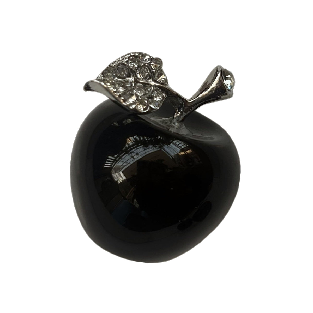 Sunshcat Natural Black Obsidian 1.18 Inchs Apple Crystal and Healing Stone Statues,Room Decoration Christmas Decorations Thanksgiving Gifts Office Gifts Collectibles