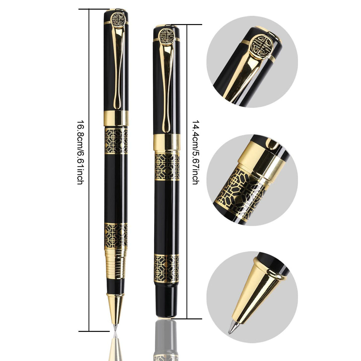 YIVONKA Ballpoint Pen Black Refill,Classical retro style Luxury Pen,Best Ball Pen Gift Set for Men & Women Professional Executive,Office,Nice Pens Classy Gift Box (2 Pack Black)
