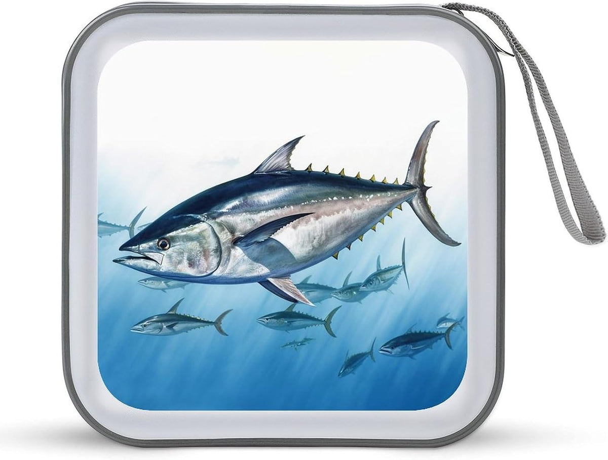 LZQPOEAS 40-Disc Bluefin Tuna Thunnus Capacity Cd Storage Wallet With Handle, Protective Travel Case For Dvds