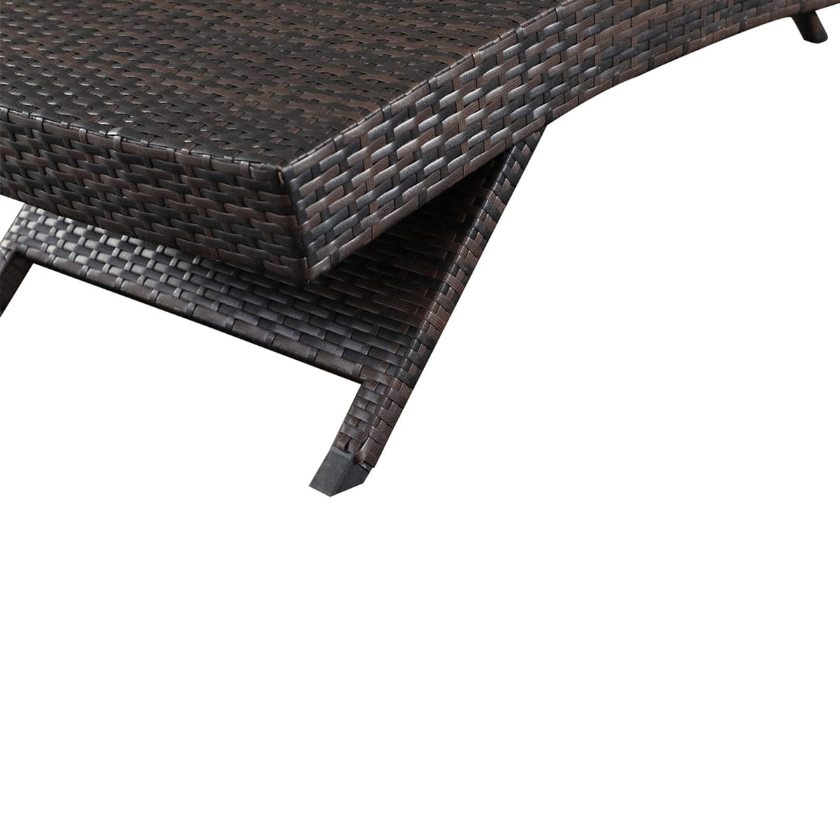 Asifom Outdoor Wicker Reclining Lounge Chairs Patio Rattan Chaise Lawn Sunbathing Chairs 79" Long Reclining Chairs, Set of 2 Chaise Longues + 1 Coffee Table
