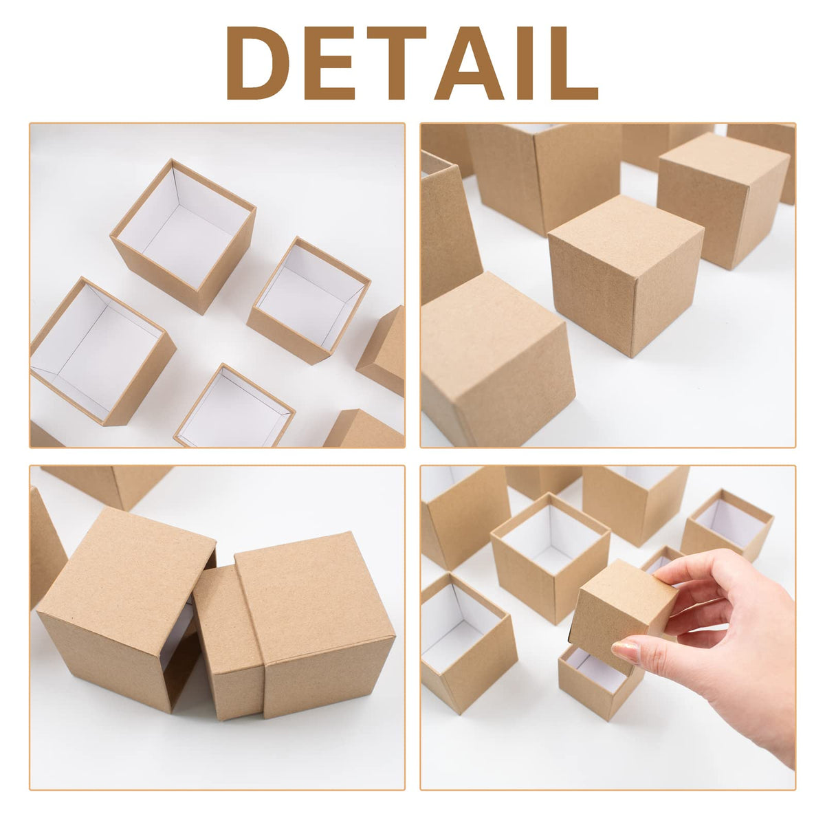 Nesting Gift Boxes Set Prank Gift Boxes Gift Wrap Boxes Surprise Box Small Square Kraft Paper Box Inside Box Gift Set for Christmas Halloween Birthday 10 Cartons No Lids (1.7-3.5 Inch), Brown