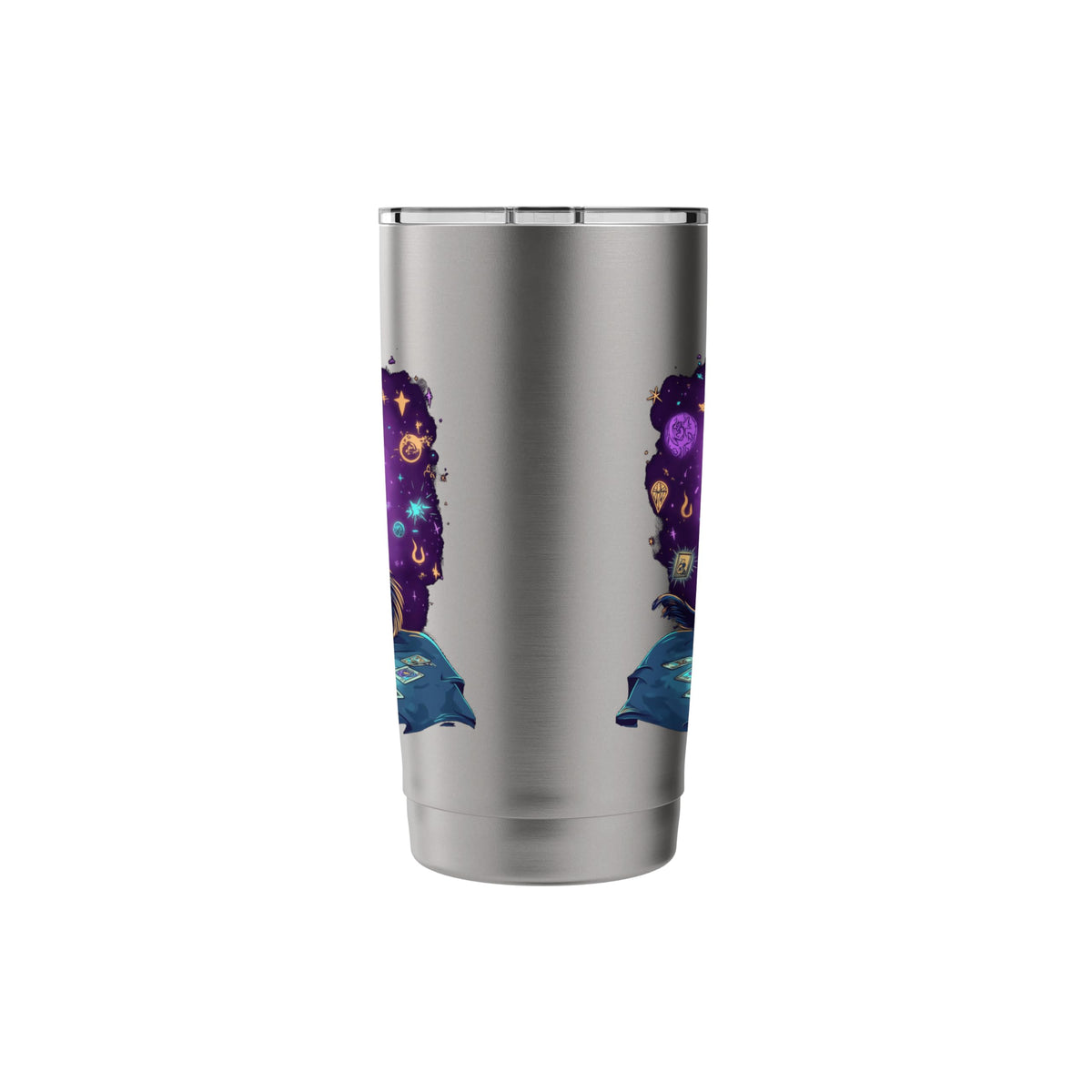 tarot card cat occult skeleton crystals aesthetic Stainless Steel Insulated Tumbler