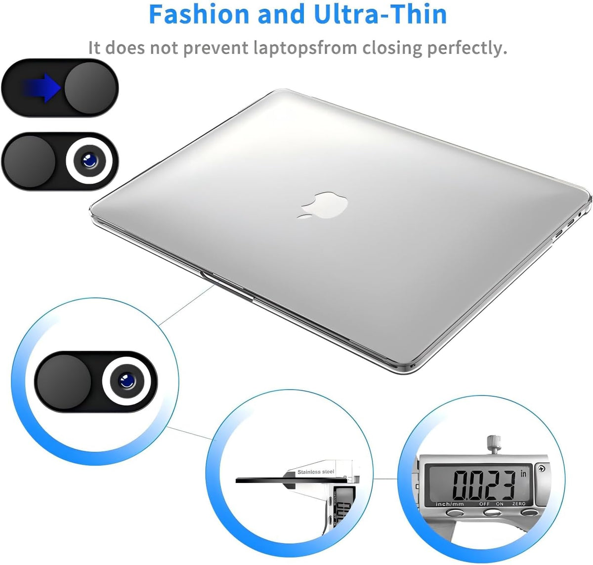 JiSiTeCai Slide[4 Pack 0.022in 8/7/6 [4 Pack Metal Webcam Cover Black], Camera Cover for Laptop Computer, MacBook