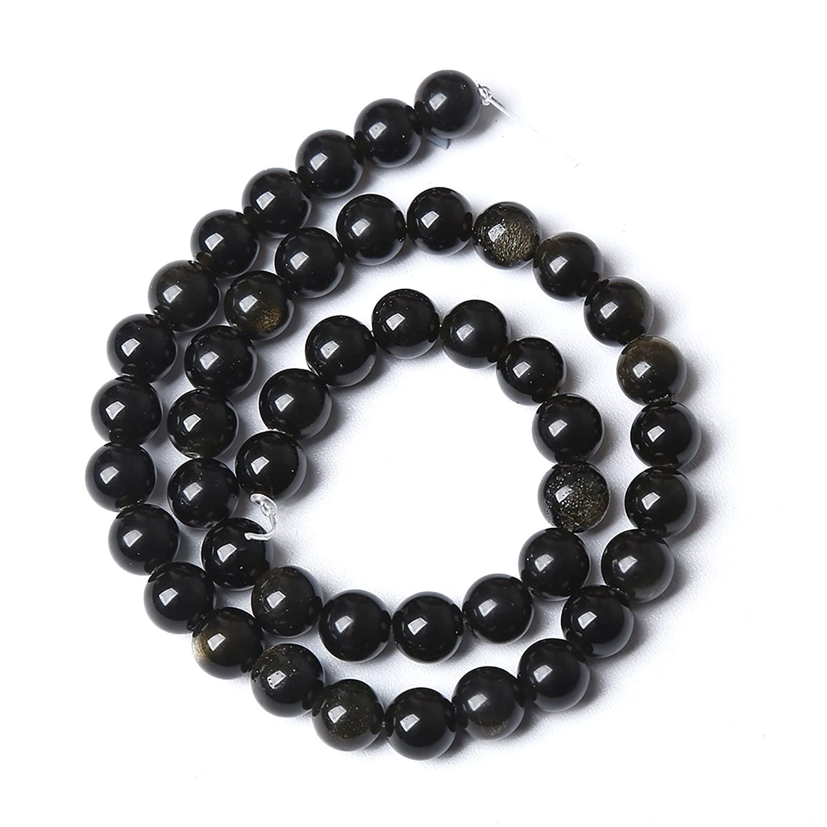 8MM 46PCS Natural Stone Golden Obsidian Loose Spacer Beads for Jewelry Making DIY Bracelet