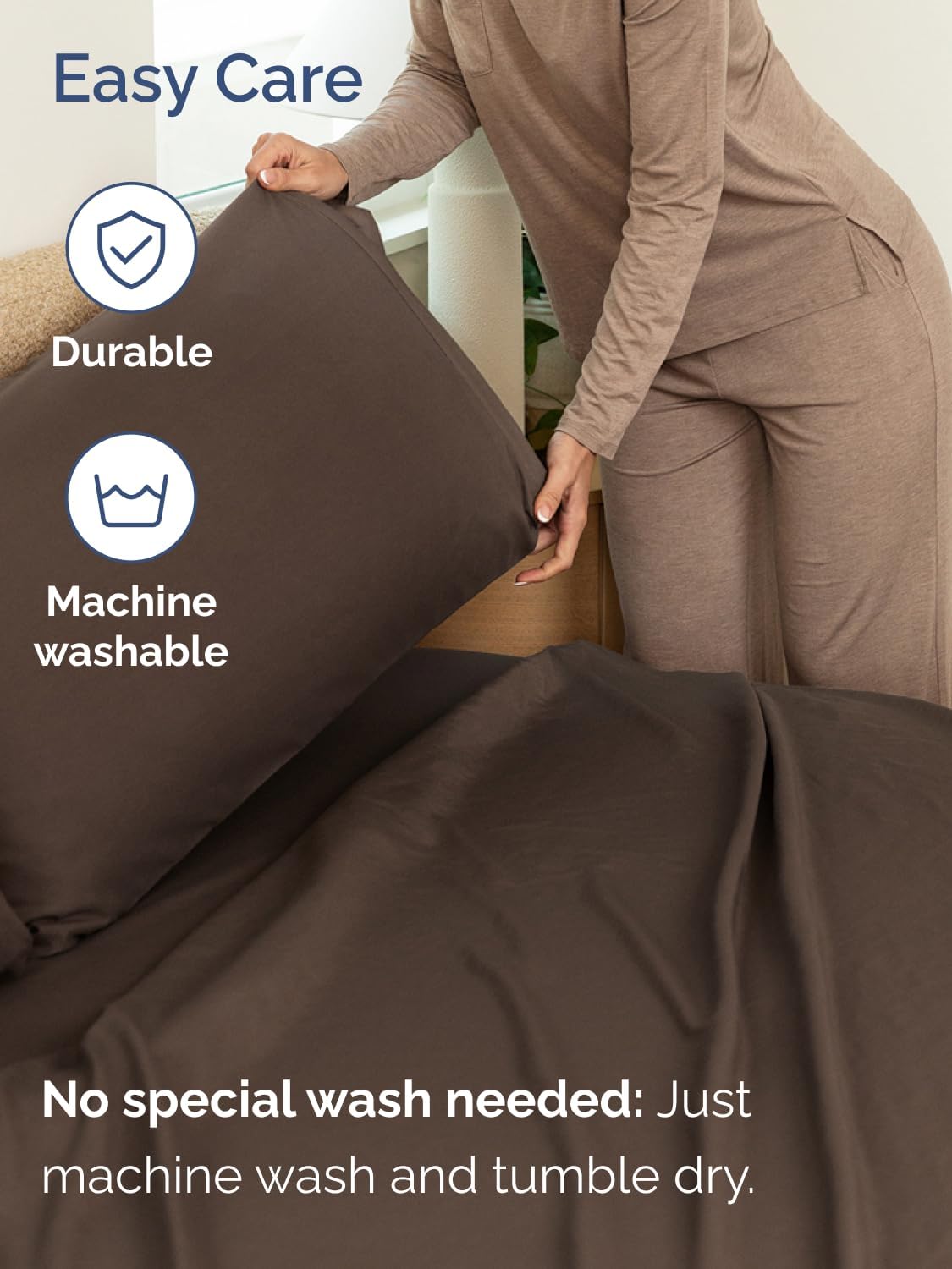 Skiennix Extra Deep Full Sheet Set | 6-Piece Breathable Cooling Bedding - Soft, Wrinkle-Free, Brown