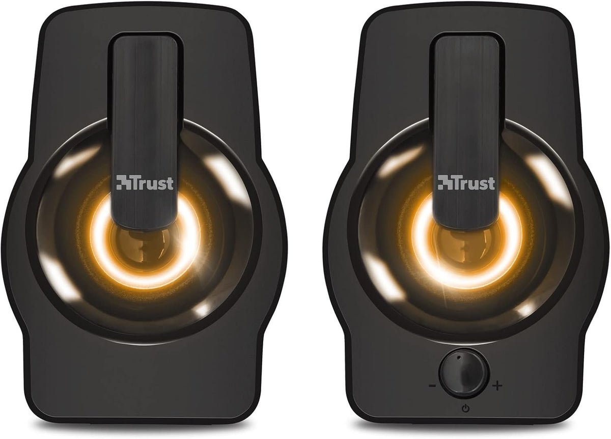 Trust 2.0 12 Gemi RGB LED PC Speakers for Computer and Laptop, W, USB Powered, Illuminated - Black