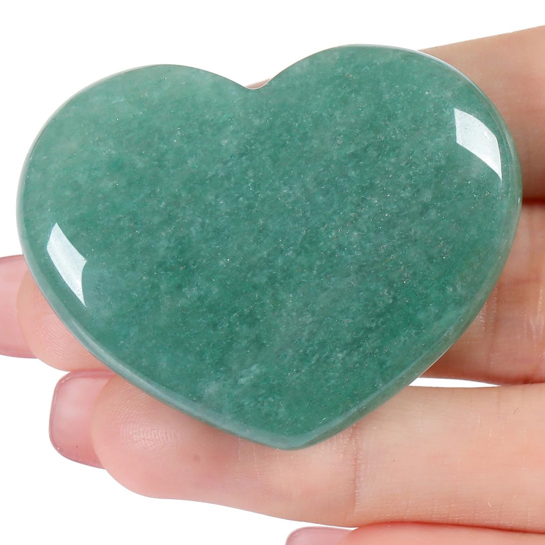 MAIBAOTA 45 mm Green Aventurine Crystals Large Heart Stone Healing Crystals Gifts for Women Natural Reiki Gemstone Polished Heart Shaped Rocks Meditation