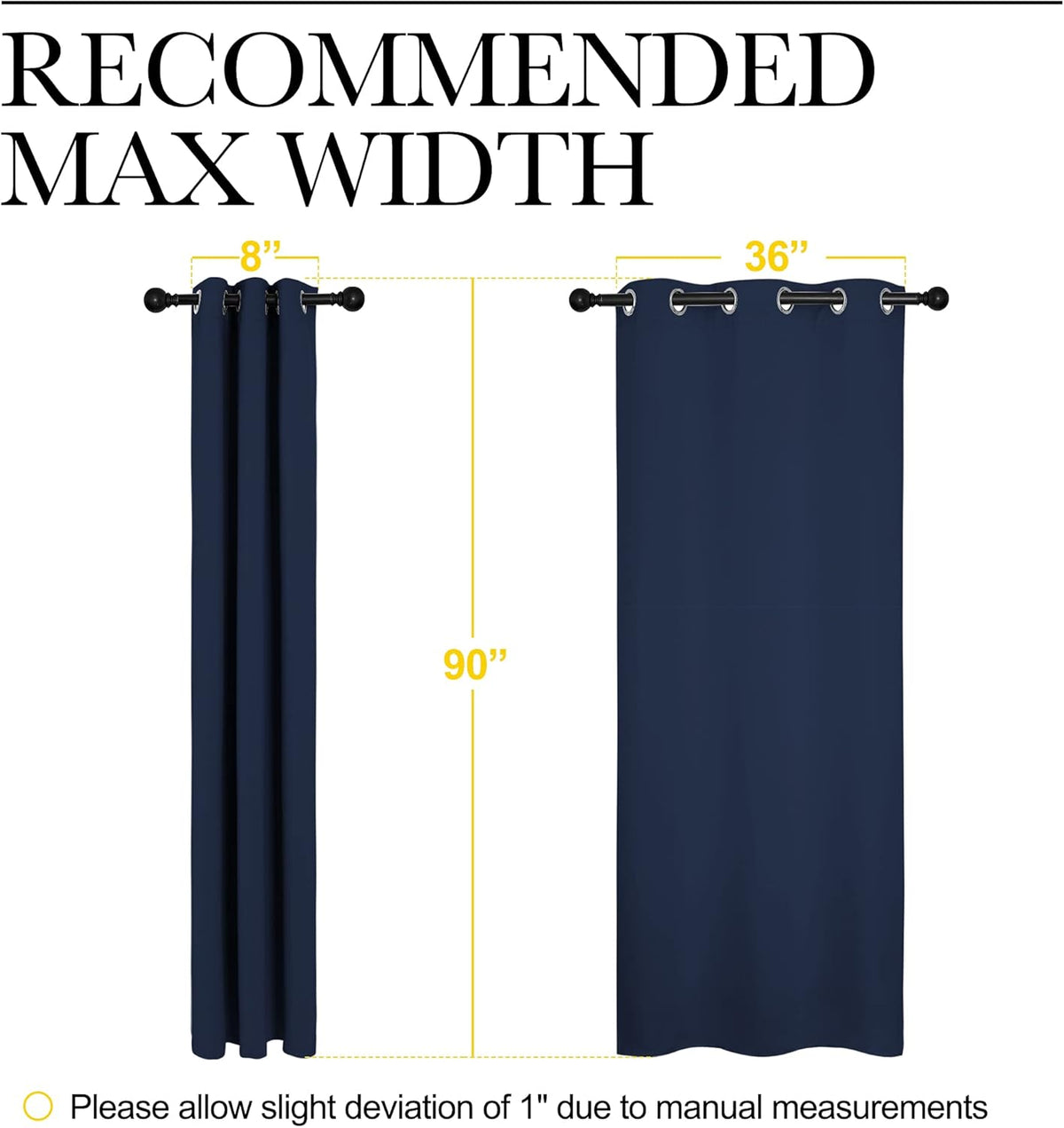 NICETOWN Window Drapes - Long Grommet Top Curtains for Living Room | Navy, 42" Wide x 90" Long, 2 Pieces