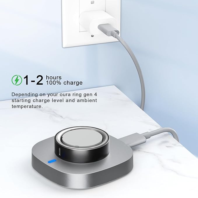 Compatible with Oura Ring Gen 4 Charger Size 7, Fast Charging Dock with USB-C Cable