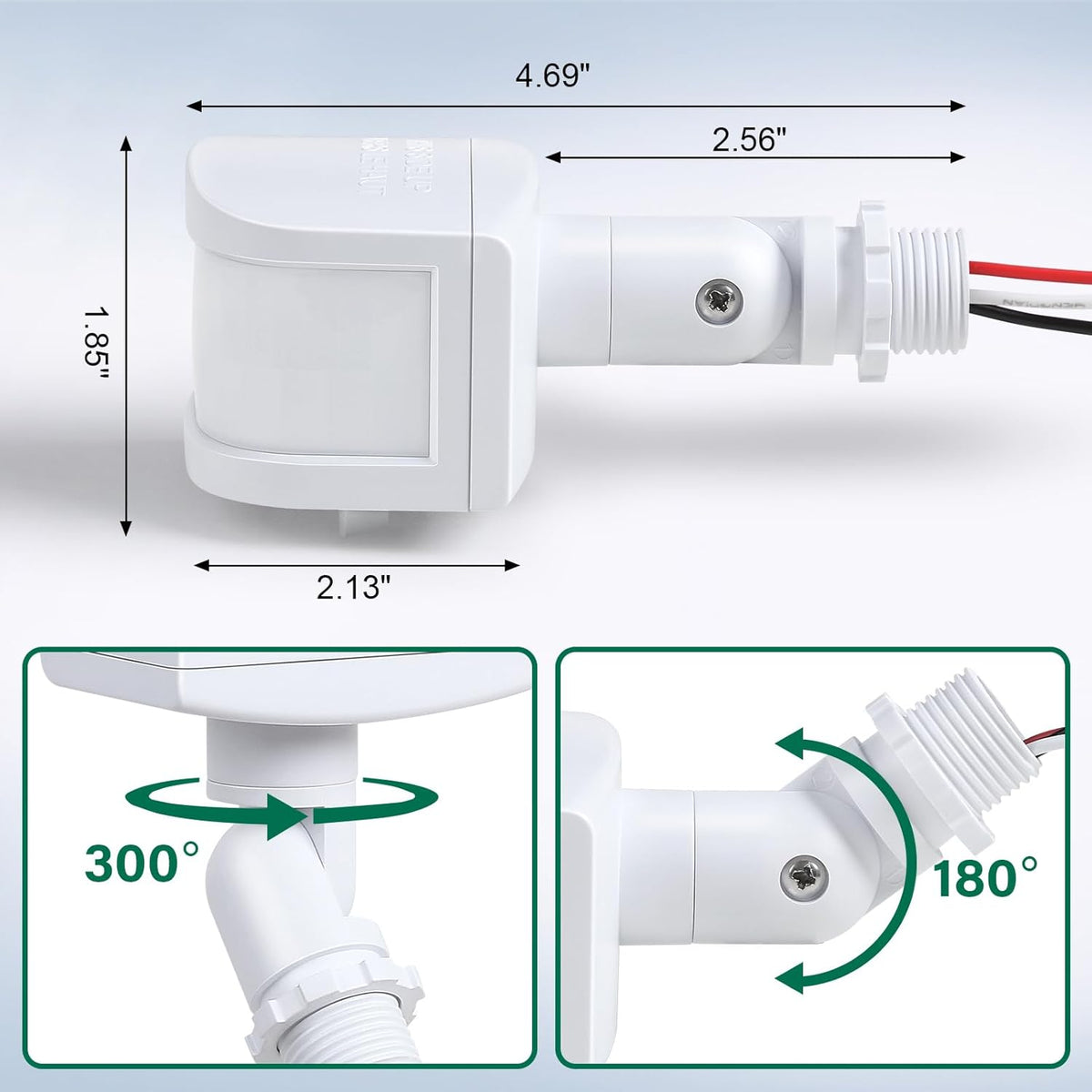 treewell 2 Pack 240-Degree LUX(5-300) 60 3 Replacement Motion Sensor, Adjustable & Time & Detection Sensitivity Up
