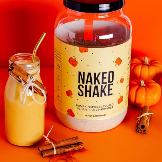 Naked Shake - Pumpkin Spice Protein Shake - Flavored Plant Based Protein with MCT Oil - Gluten-Free, Soy-Free, No GMO Or Artificial Sweeteners - 30 Servings