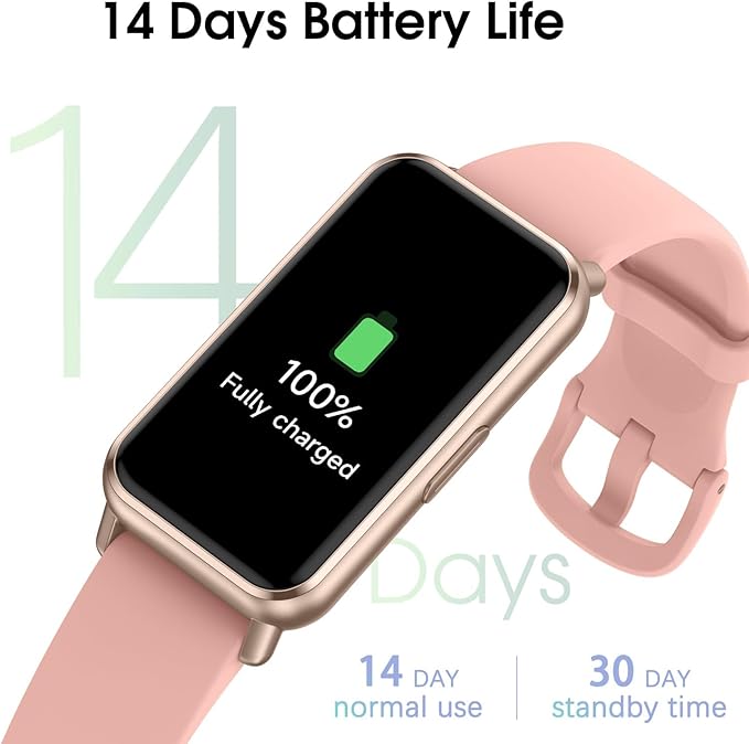 Long Battery Pedometer Watch 14 Days Battery Life, Slim Design No App/Phone Required Fitness Tracker, 50 Meters Waterproof Smart Watch, Heart Rate & Blood Oxygen Monitor Step Counter for Men Women