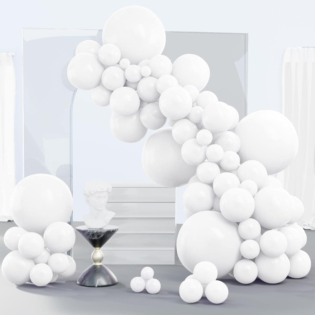 PartyWoo White & Pale Aqua Balloons - 280 Pcs for Stunning Celebrations | Perfect for Events