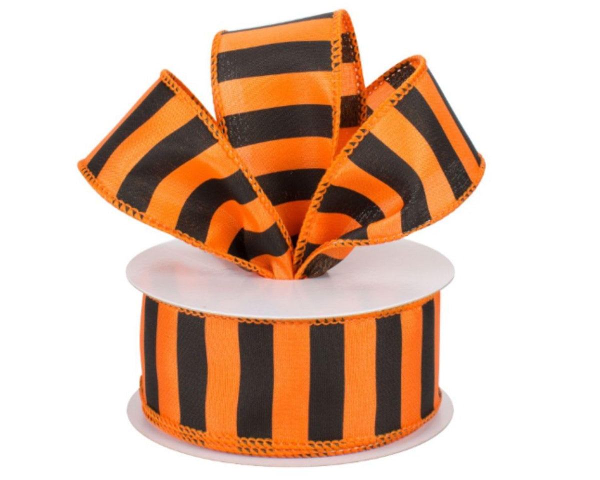 Halloween Striped Wired Edge Ribbon - 1 1/2" x 10 Yards, Orange & Black Stripes, Decorations, Swag, Presents, Gift Bow, Fall Decor, Autumn Wreath, Thanksgiving, Easter