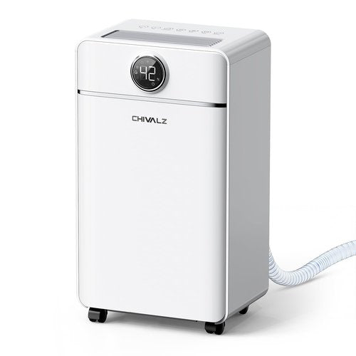 CHIVALZ 1500 Sq.Ft Dehumidifier for Basement with Drain Hose Max 25 Pints, Dehumidifiers for Home, Bedroom, Bathroom, Quiet, Intelligent Humidity Control, 3 Modes, 24H Timer, White 1Pack