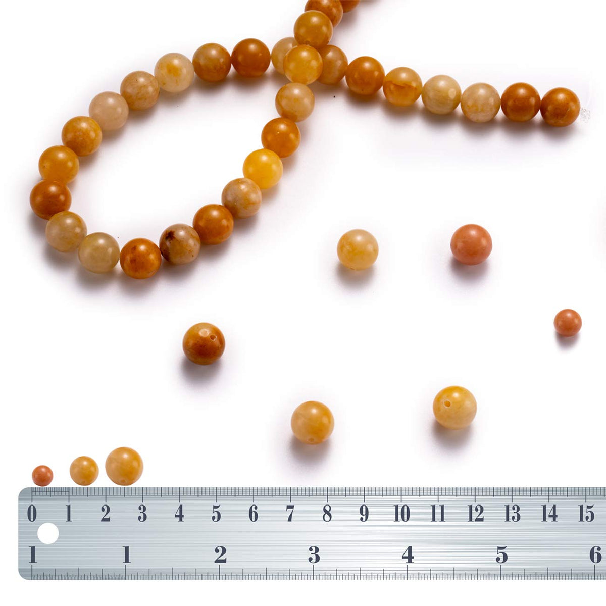 BEADIA Natural Yellow Jade Stone Round Loose Semi Gemstone Beads for Jewelry Making 8MM 44PCS
