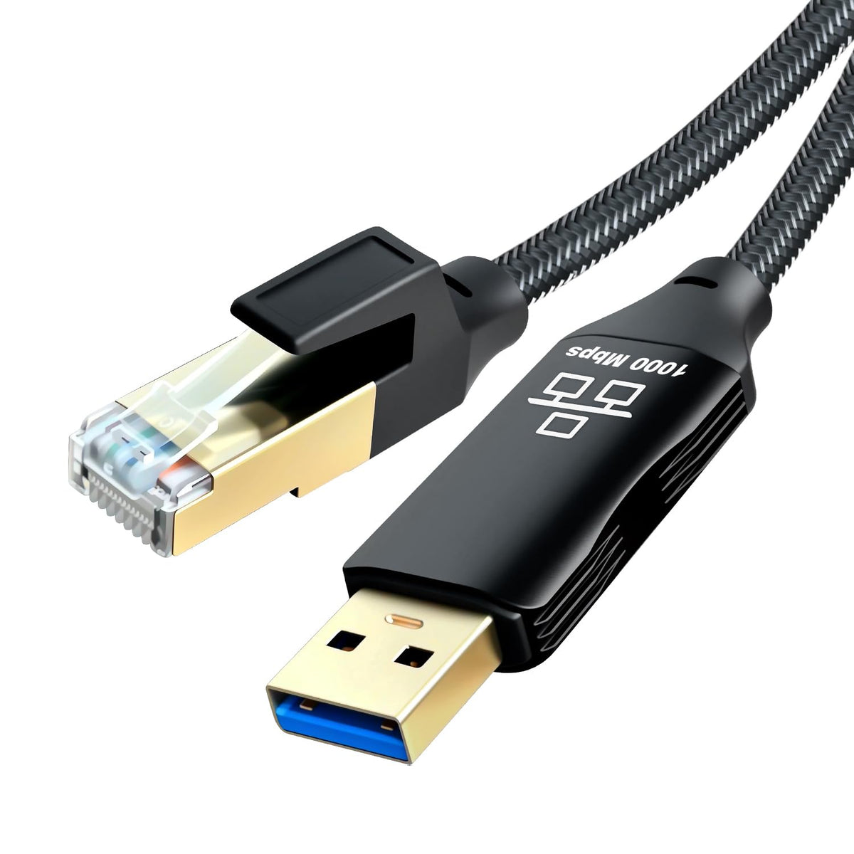 Jelly Tang 30Ft,USB 3.0 RJ45 Linux(30Ft/10M) USB to Ethernet Cable Male to Serial Adapter Directly Connected