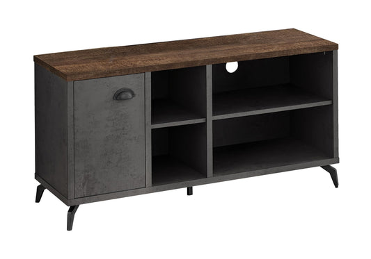 Monarch Specialties I 2830 Tv Stand, 48 Inch, Console, Media Entertainment Center, Storage Cabinet, Living Room, Bedroom, Laminate, Metal, Grey, Brown