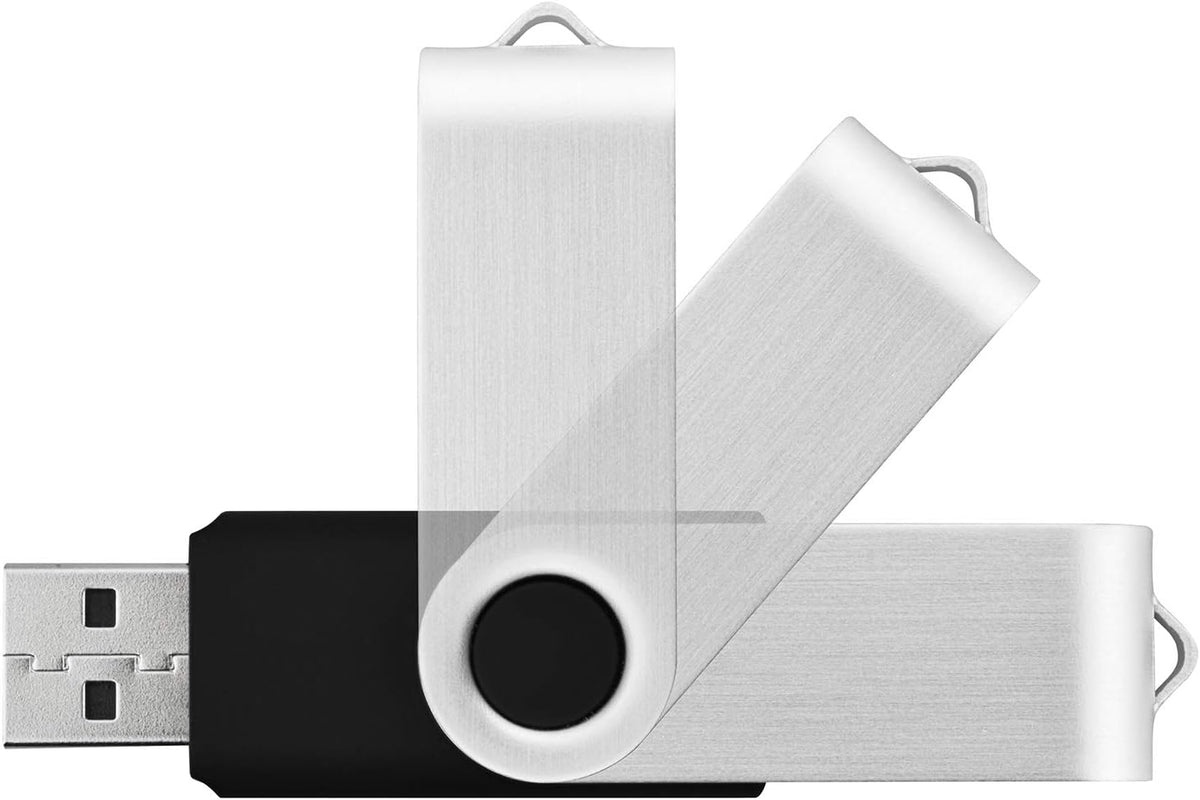 KOOTION 10PCS 2GB 2.0 USB Flash Drives USB Flash Drives Memory Stick Fold Storage Thumb Drive Pen Swivel Design Black