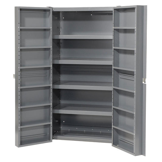 Global Industrial Storage Cabinet with Interior Shelving and Deep Pocket Door, 38" W x 24" D x 72" H, Gray, for Tool and Parts Storage, Assembly Required