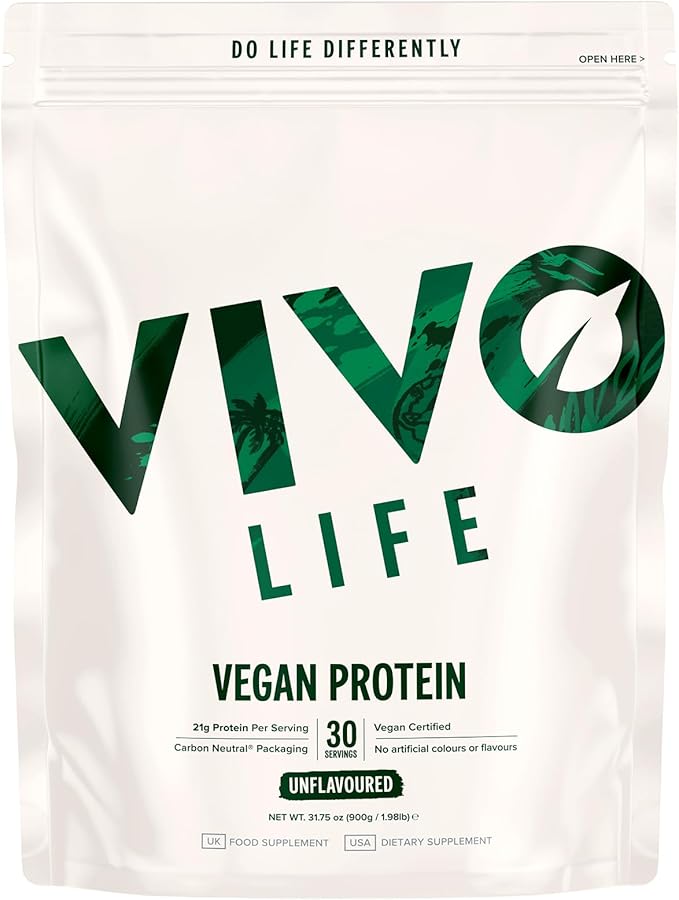 Vivo Vegan Protein Powder - 0.7 oz of Plant-Based Protein per Scoop, 30 Servings (31.7 oz) (Vanilla) (31.7 oz, Unflavored)