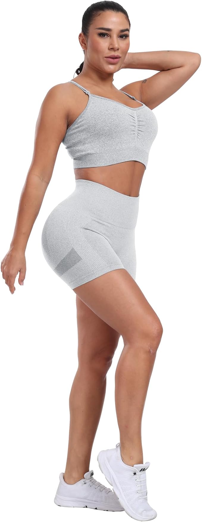 CHRLEISURE Women's 4 Packs Workout Gym Shorts, High Waisted Butt Lifting Scrunch Butt Seamless Booty Shorts
