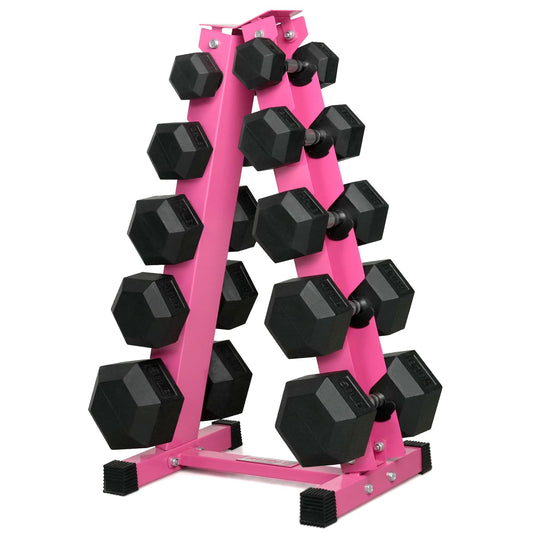 RitFit 250LB/300LB/350LB/550LB/650LB Rubber Hex Dumbbell Sets with Weights Rack, Multiple Color Choices Available, Great Gym Equipment for Home, Strength Training, Workouts