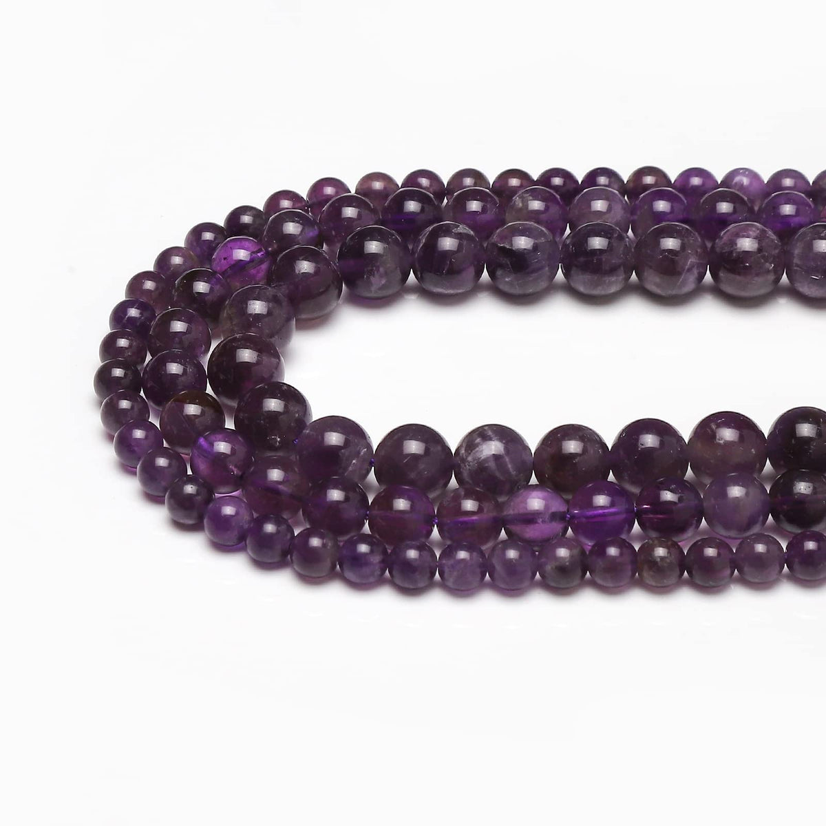 60pcs 6mm Natural Stone Beads Amethyst Beads Energy Crystal Healing Power Gemstone for Jewelry Making, DIY Bracelet Necklace
