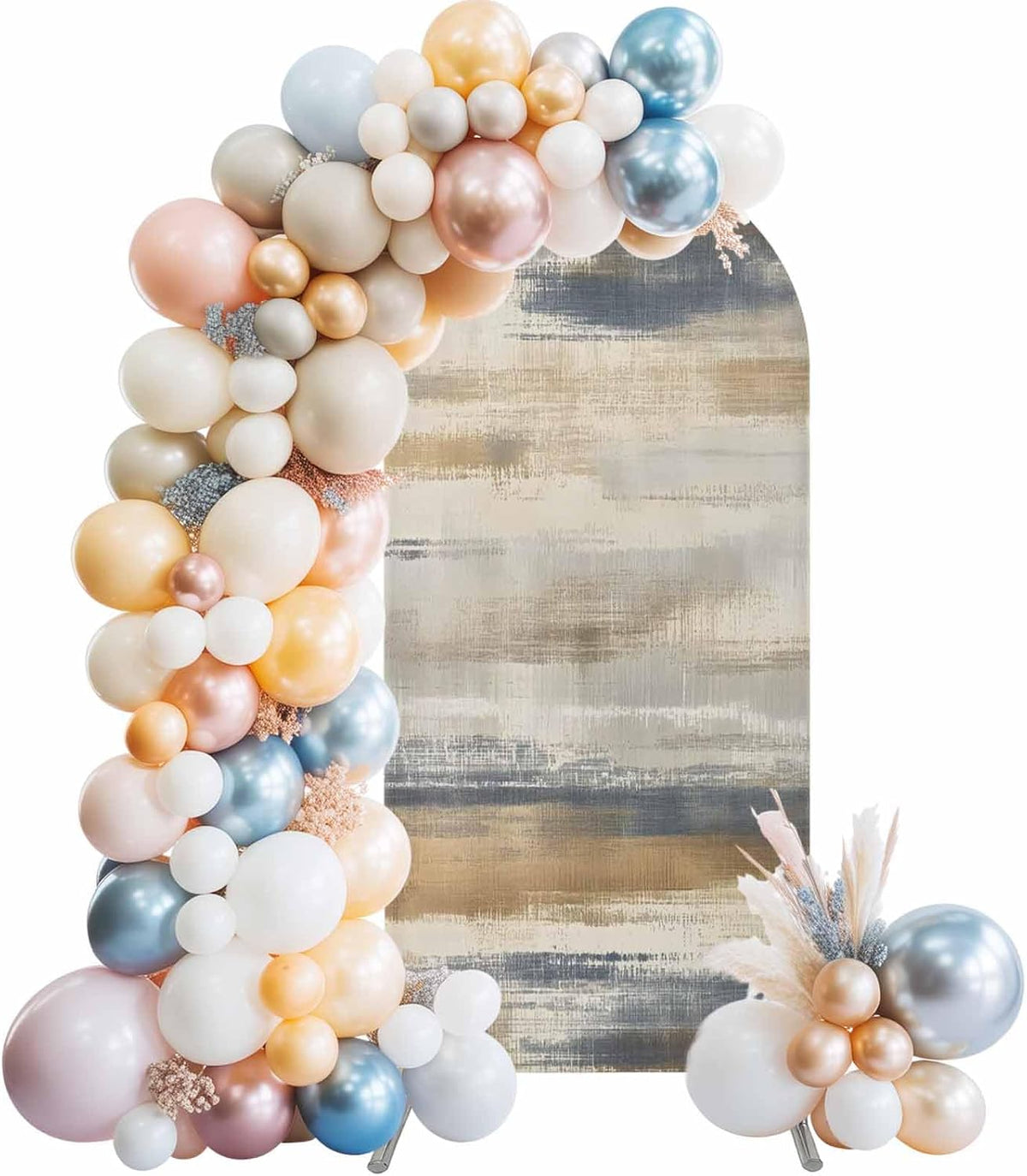 LFoveYuamer 7.2 Ft Arch Backdrop Cover, Brown Beige Ombre Decorative Wedding Arch Covers Spandex Fitted, Geometric Oil