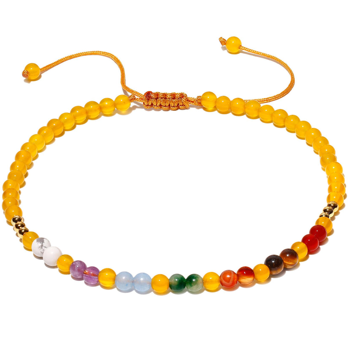 Wizock Reiki 7 Chakra Beaded Anklet Meditation Yoga Colorful Ankle Bracelets for Women Balance Beach Foot Jewelry Adjustable (Yellow Agate)